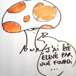 Illustration de Nico pendant la diffusion en Live: les fourmis élèvent leurs champignons!