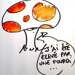Illustration de Nico pendant la diffusion en Live: les fourmis élèvent leurs champignons!