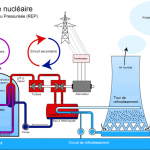 Schéma de principe d’un réacteur à eau pressurisée (source Wikipedia)