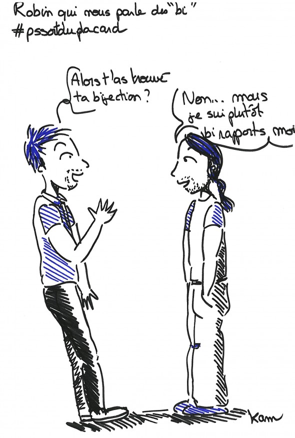 Dessin réalisé à la volée par Kam pendant la présentation de Robin