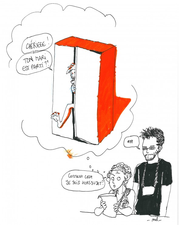Dessin réalisé à la volée par Mél pendant la présentation de Robin