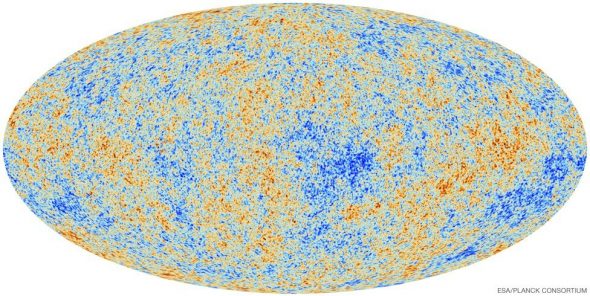 Image de la radiation du fond diffus cosmologique prise par le satellite Planck. Crédit : ESA/Planck consortium
